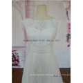 Exquisite Chaple Train Pick up Skirt Beaded Cap Sleeve Wedding Dress